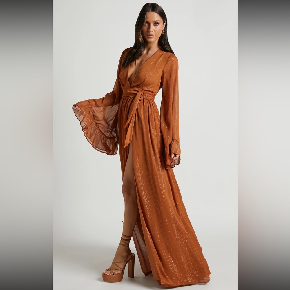 Elegant Rust Maxi Dress - Picture 2 of 2